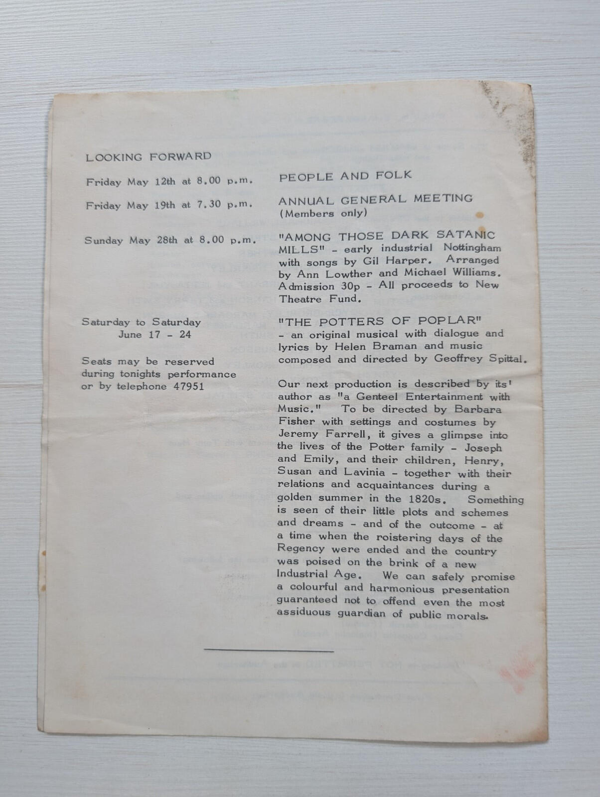 Shakespeare's Julius Caesar Programme - Nottingham Theatre Club 1972