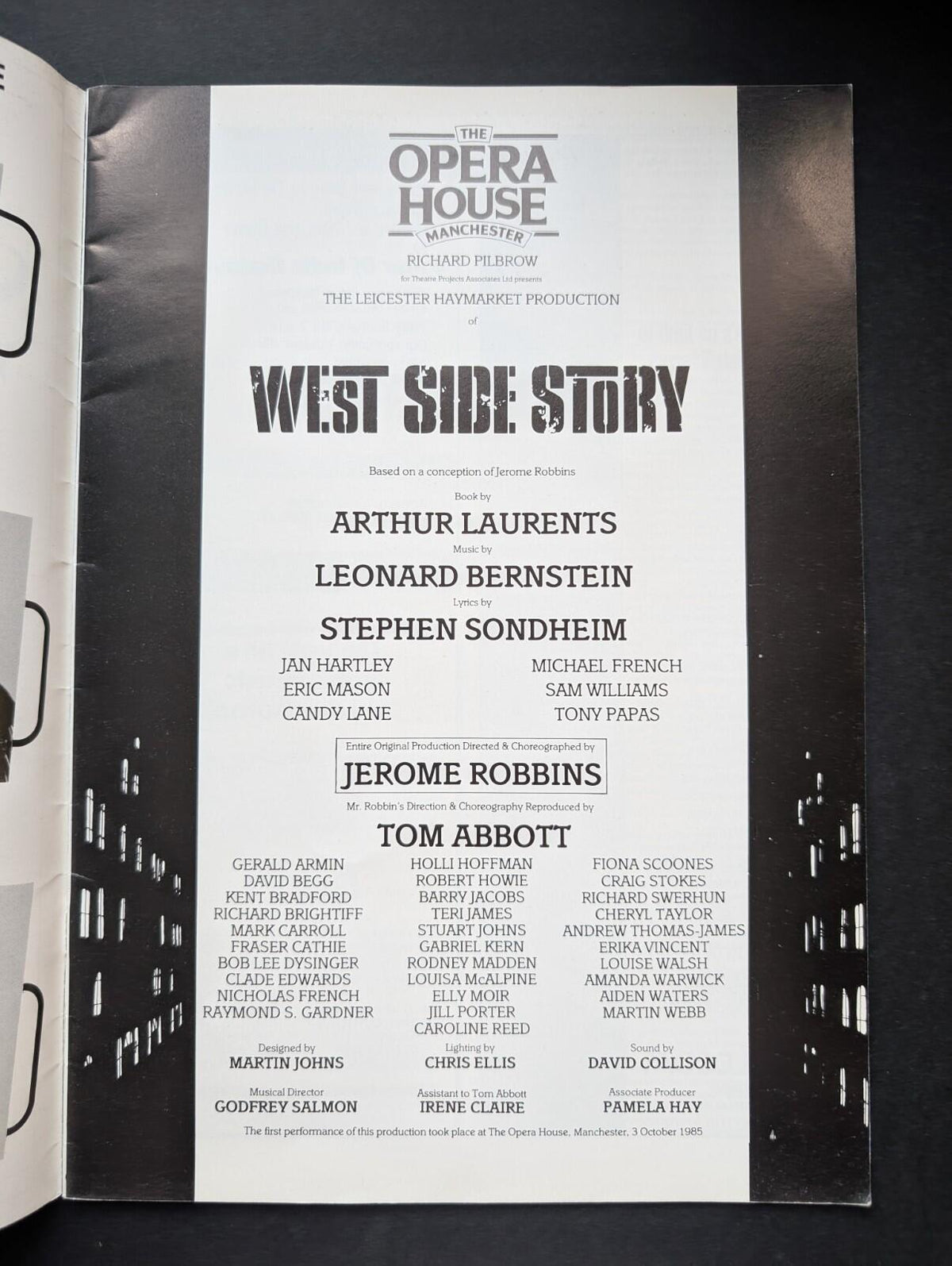 West Side Story Manchester Opera House Programme - October 1985
