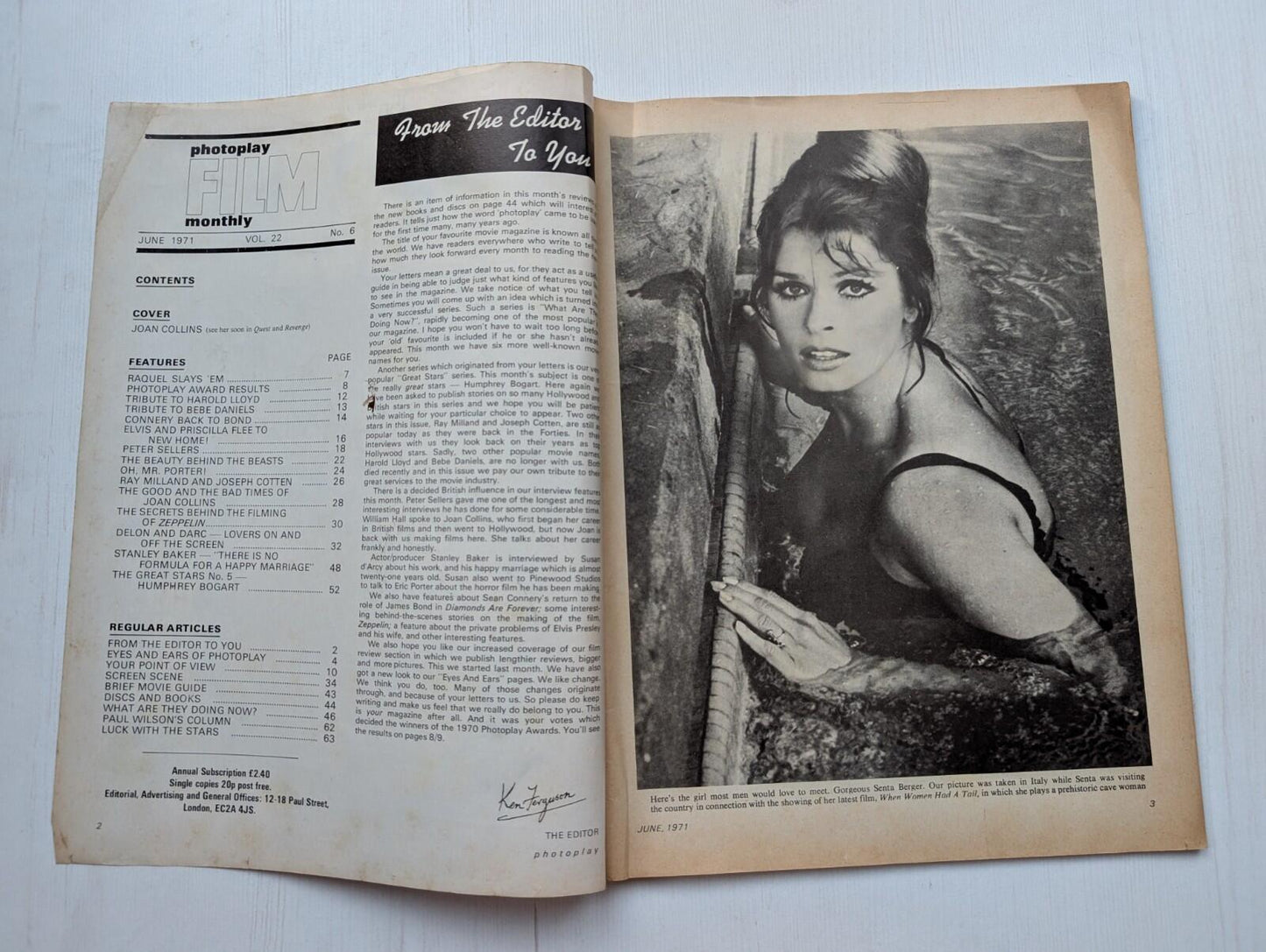 Photoplay Film Monthly Vol. 22 No. 6 June 1971 - Joan Collins Cover