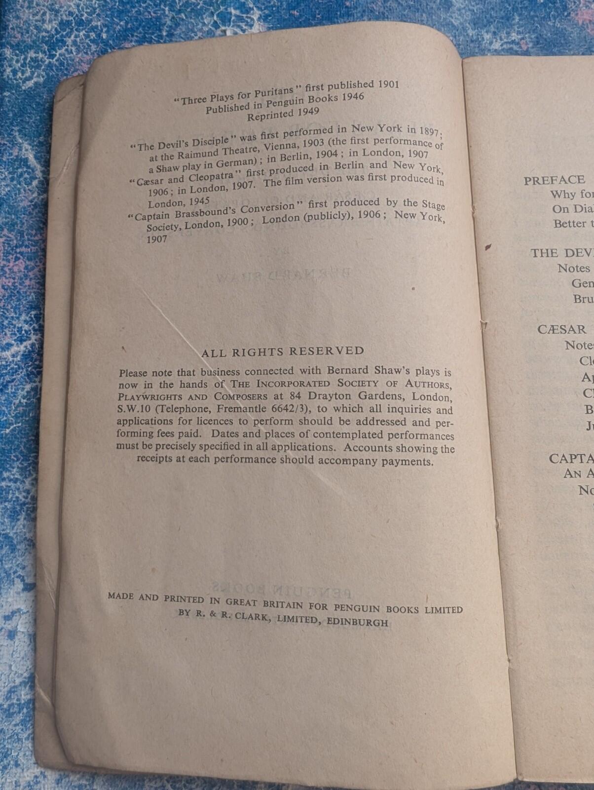 Three Plays For Puritans by Bernard Shaw - 1949 - Penguin Books