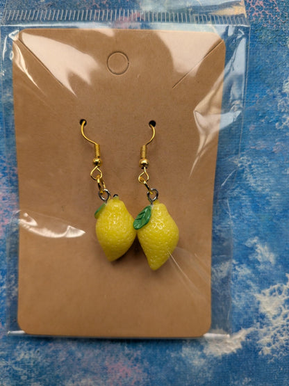 Cute/Kitsch-Style Lemon Drop Earrings - Sealed/Unworn