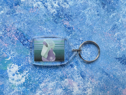 Hand-Crafted Potion/Pokeball Keyring - Made From Recycled Pokemon Card