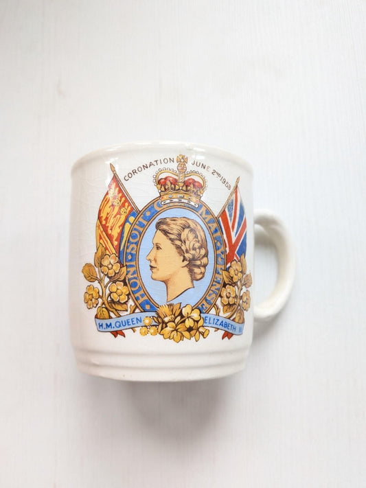 Vintage Queen Elizabeth II Coronation Mug - 1953 - Kirkhams Ltd