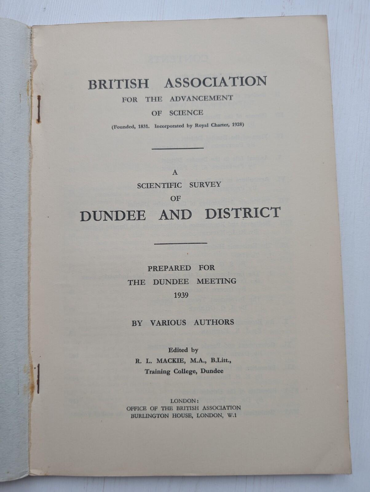 British Association For The Advancement of Science - Dundee Survey 1939