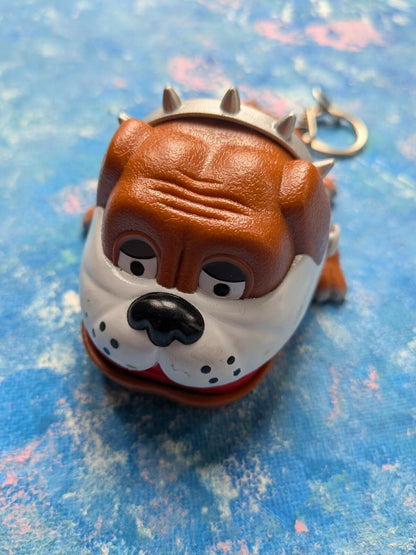 Vintage Rare PlayGo Finger-Biting Bulldog Keychain Toy