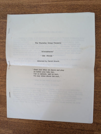 The Thursday Group Presents Aristophanes: The Frogs - Vintage Theatre Script