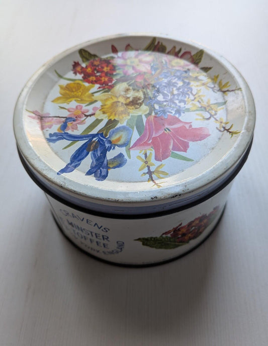 Vintage Cravens Minster Toffee Floral Tin (Empty) - 1980s Approx
