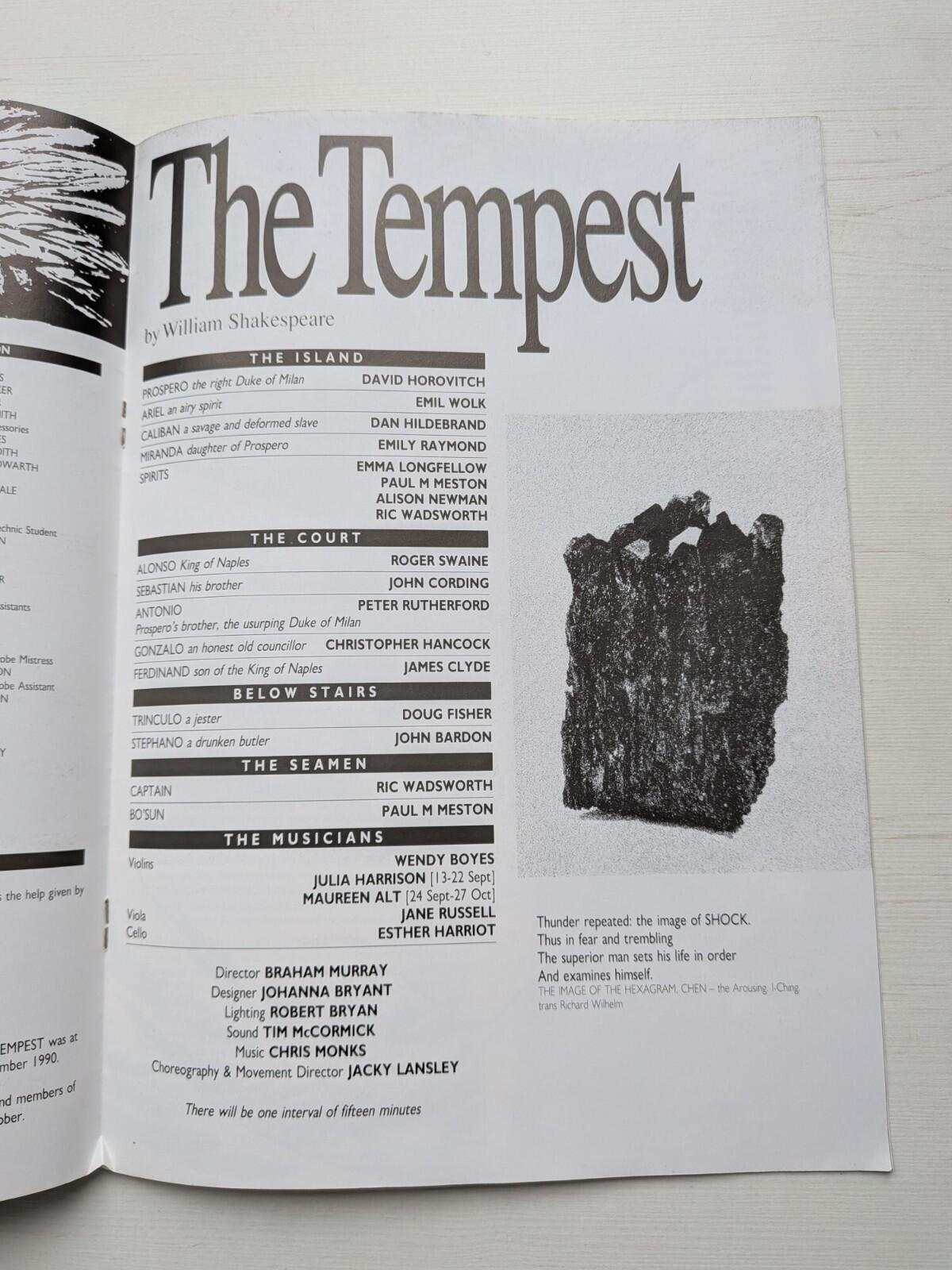 Shakespeare's The Tempest Programme - Royal Exchange Theatre Company 1986