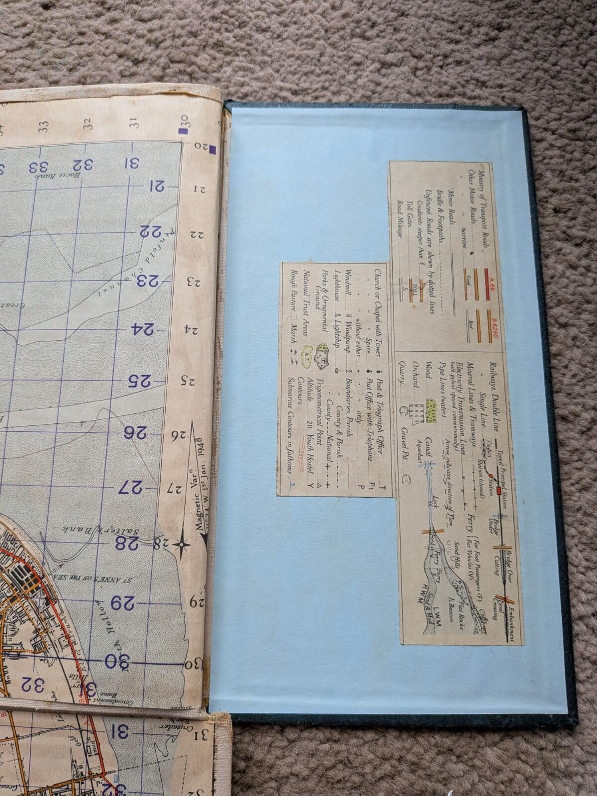Vintage Fold-Out Lancashire Map on Canvas