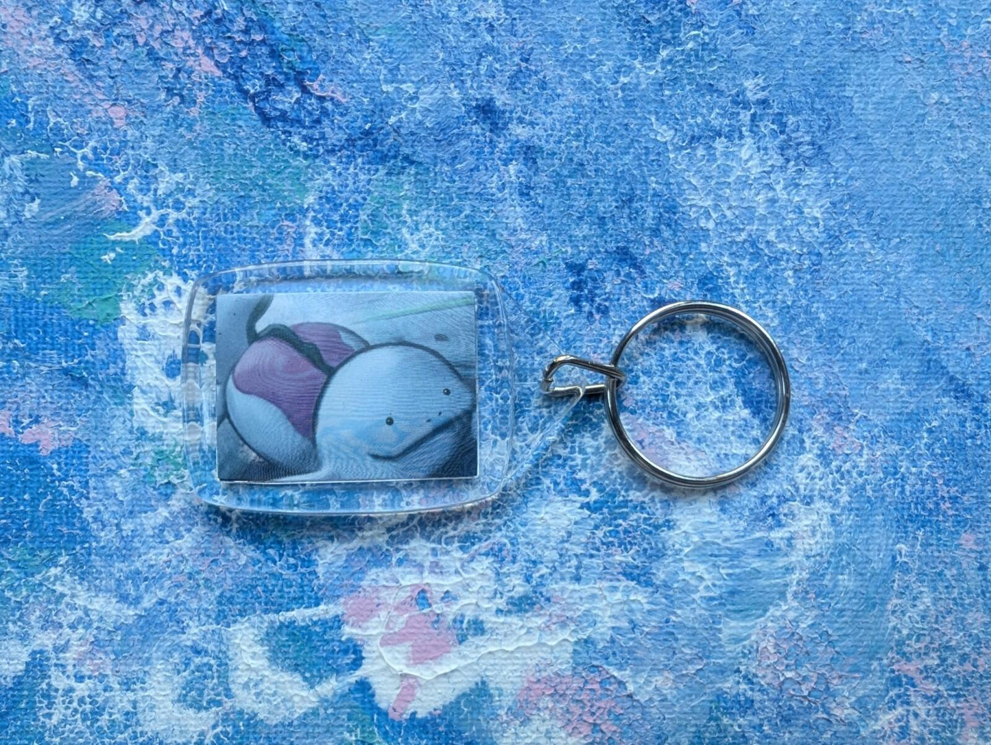 Hand-Crafted Quagsire Keyring - Made From Recycled Pokemon Cards