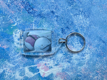 Hand-Crafted Quagsire Keyring - Made From Recycled Pokemon Cards