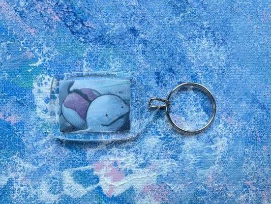 Hand-Crafted Quagsire Keyring - Made From Recycled Pokemon Cards