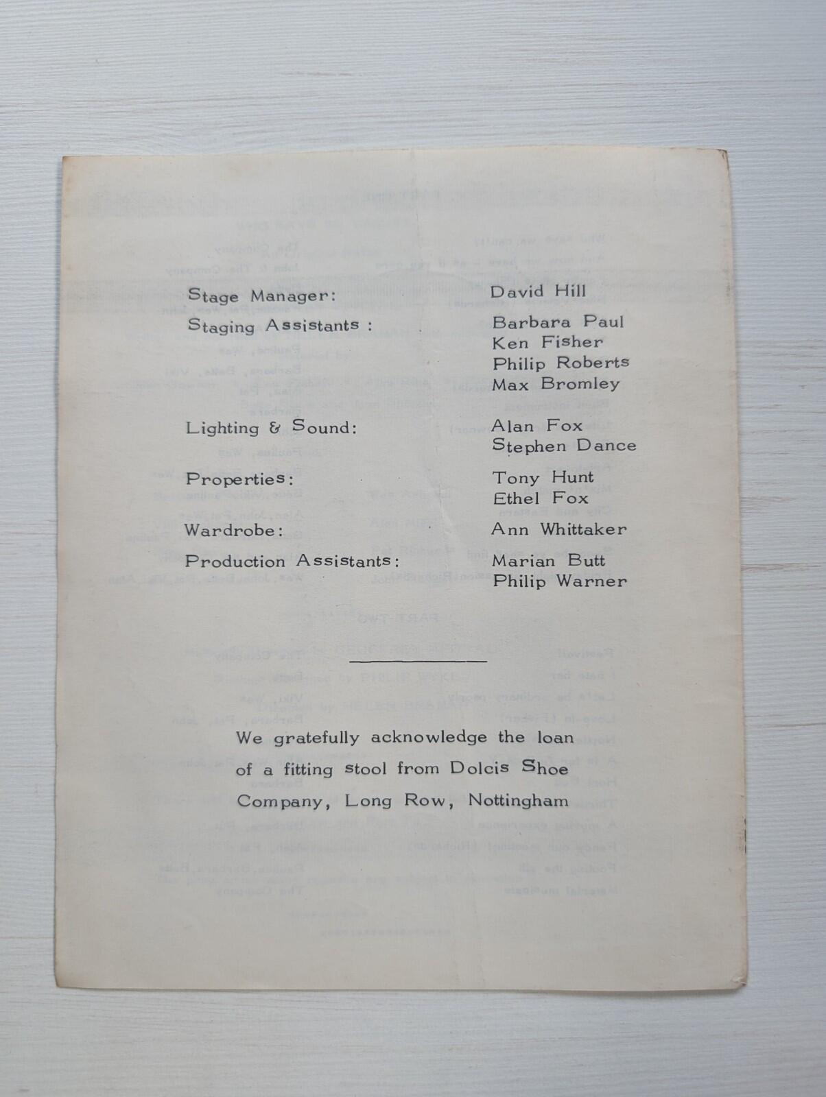 Who Says We Can't Programme - Nottingham Theatre Club 1970