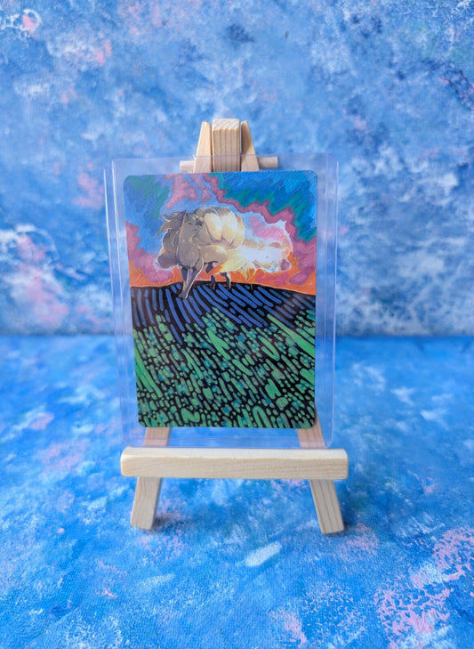 Hand-Painted Ninetales 023/202 Sword and Shield Card and Display Easel