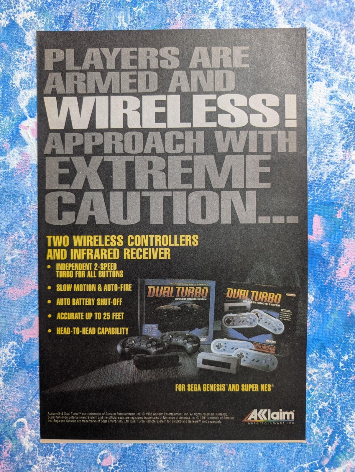 Acclaim Dual Turbo Sega Genesis/Super NES Controller 1991 Advert - See Details