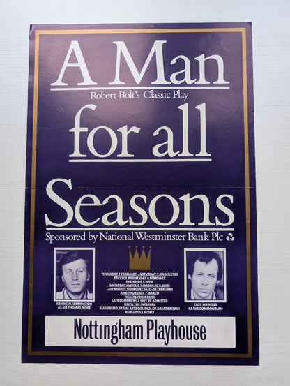 A Man For All Seasons by Robert Bolt - Nottingham Playhouse 1985 Poster