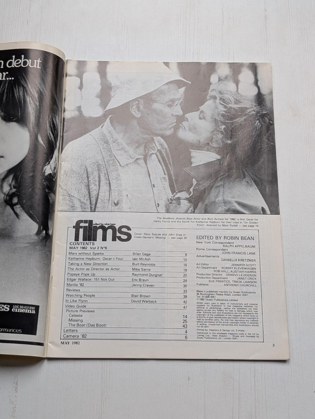 Films on Screen and Video Vol. 2 No. 6 May 1982 - Sissy Spacek/John Shea Cover