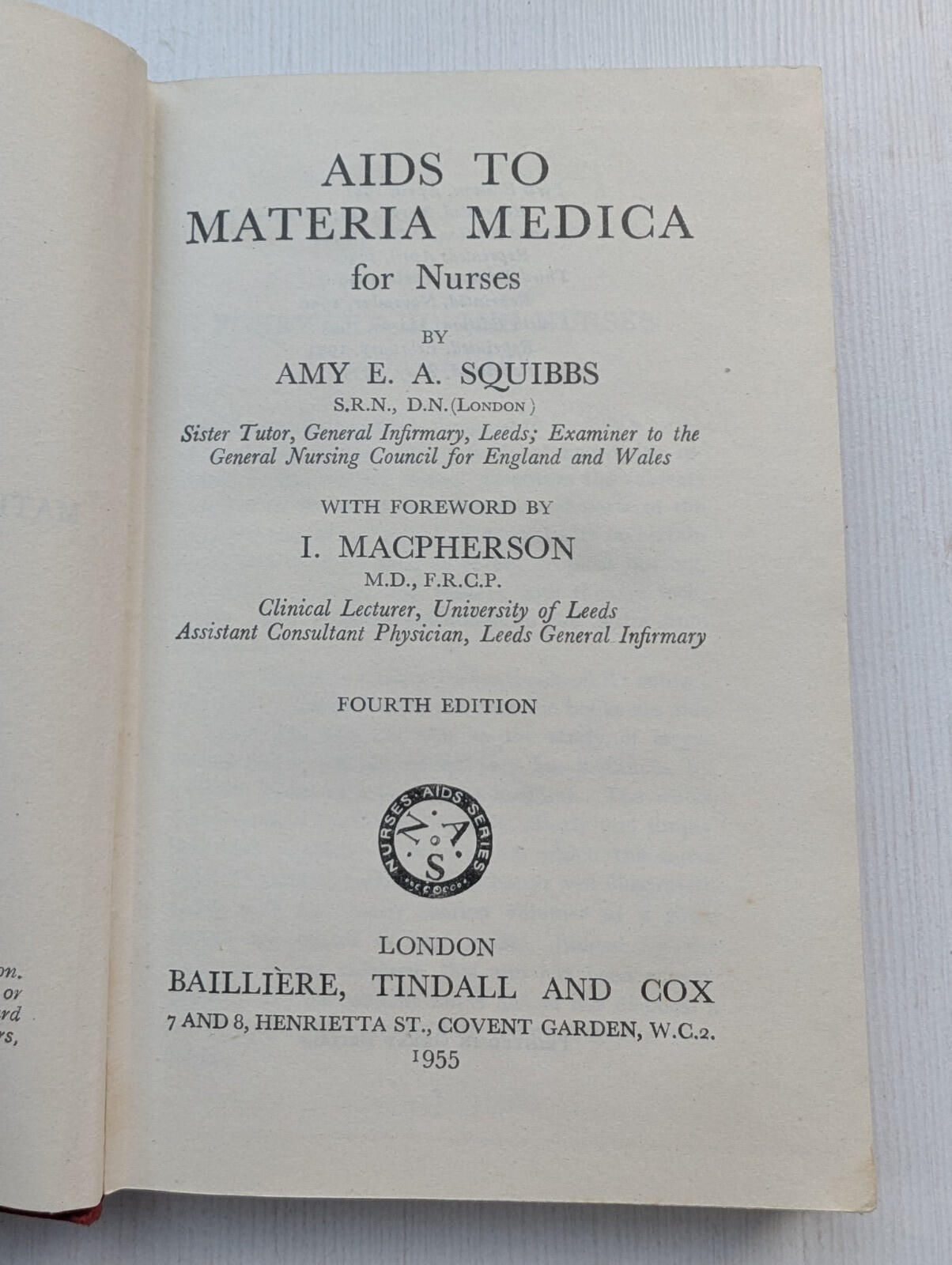 Aids To Nursing/For Nurses x4 Book Bundle - 1951-1955 - Bailliere, Tindall & Cox