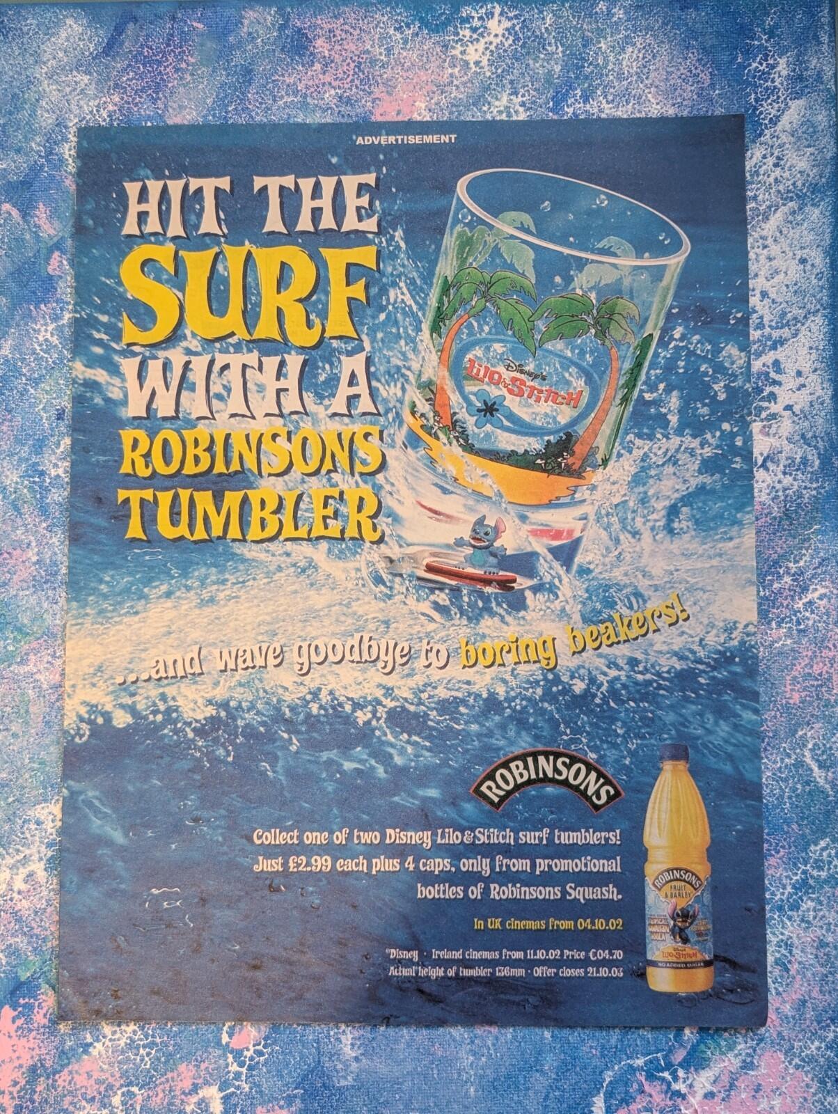 Disney's Lilo & Stitch Robinsons Fruit Squash 2002 Advertisement - See Details