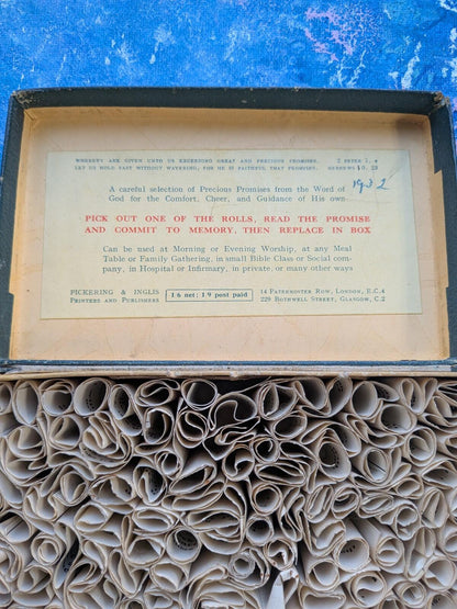 Golden Grain Promise Box - Miniature Paper Scrolls with Bible Verse - 1932