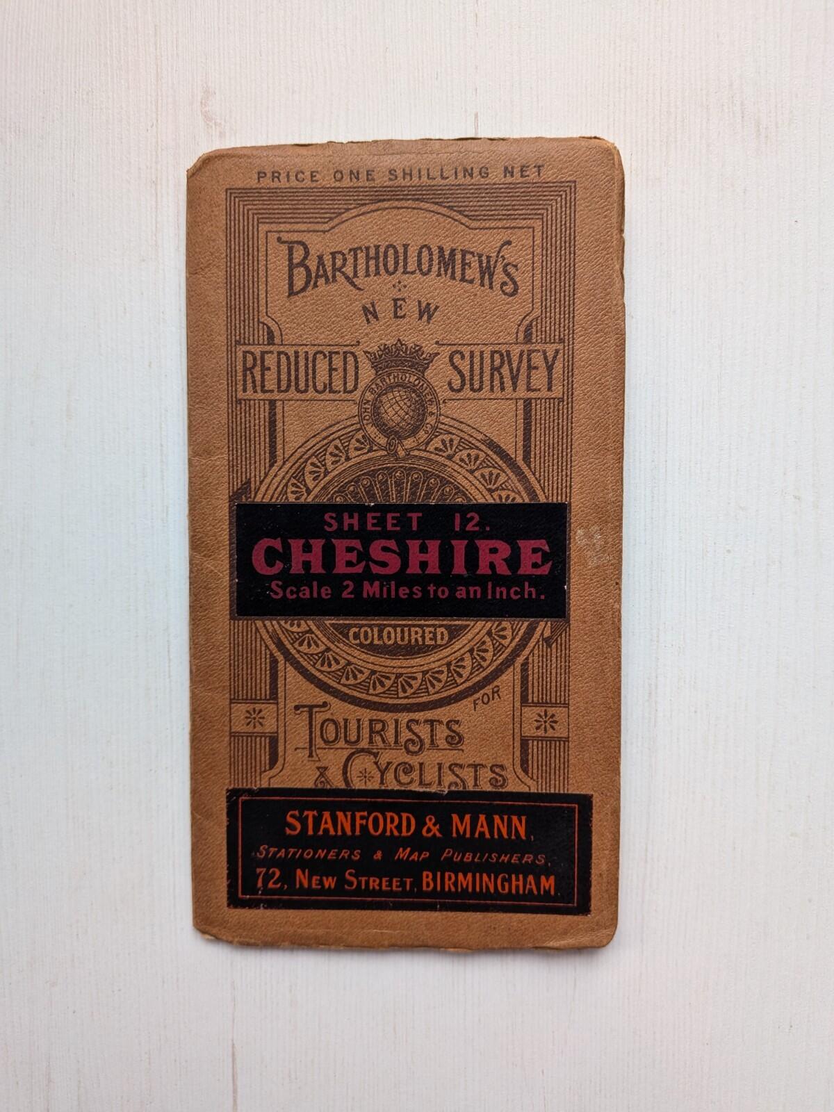 Bartholomew's New Reduced Survey Map of Cheshire - Stanford & Mann - 1910