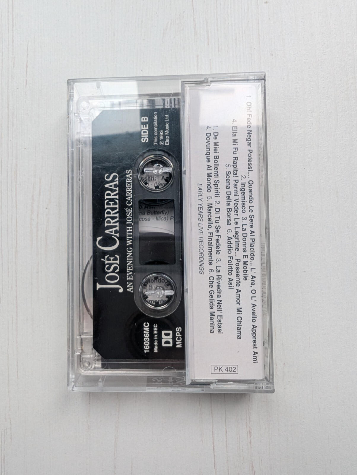 An Evening With Jose Carreras - 1993 - Elap Music Ltd Cassette Tape