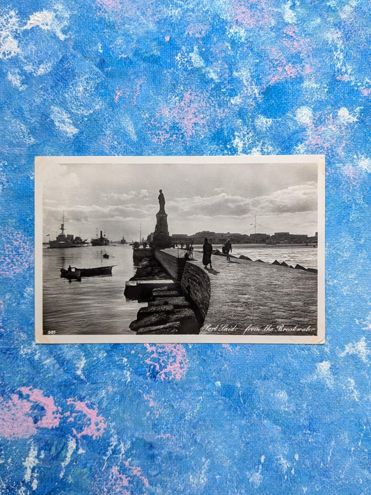 Vintage Egyptian Postcard - Port Said From The Breakwater, Ernst Landrock, Cairo