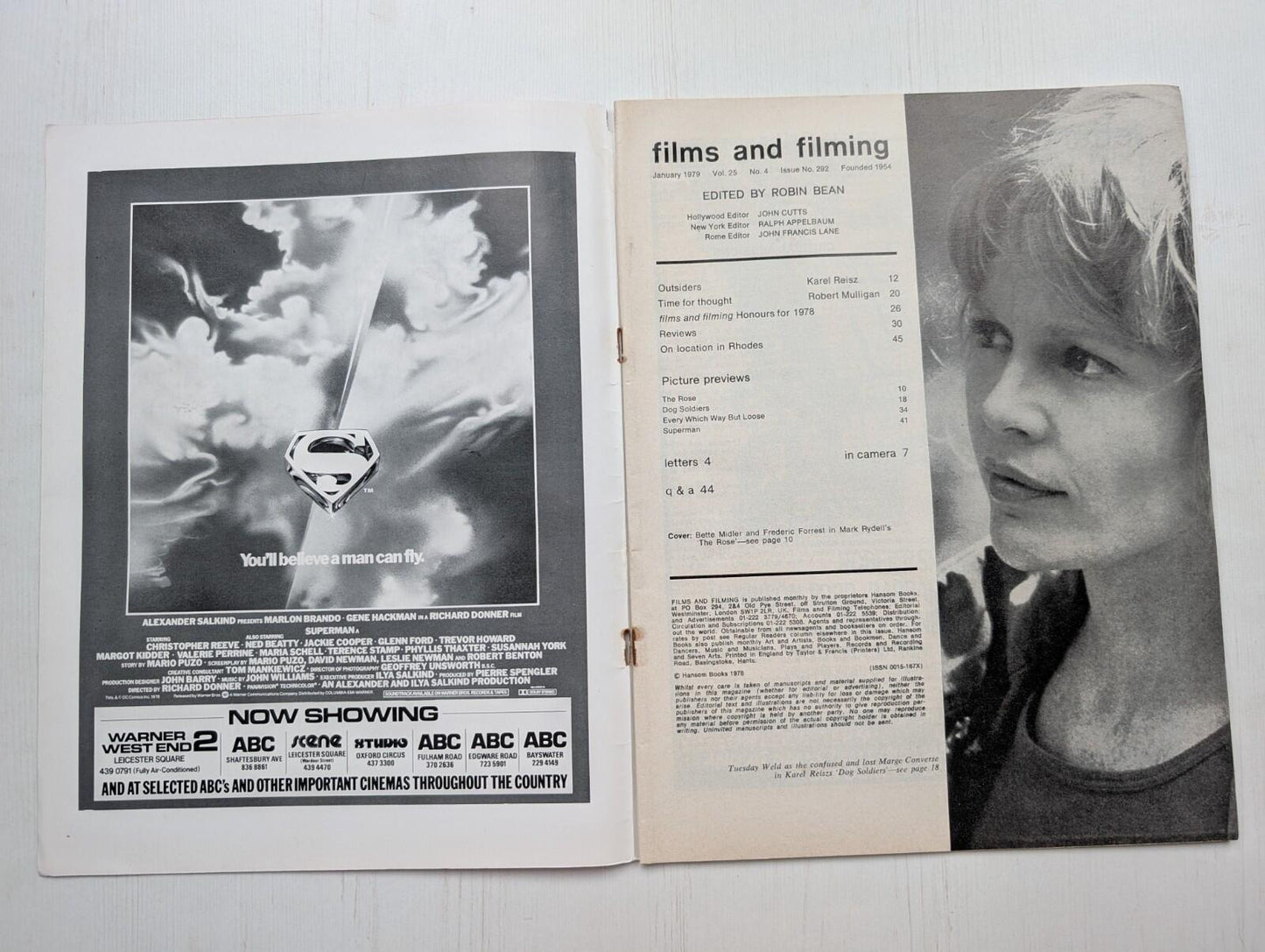Films and Filming Magazine January 1979 - Bette Midler/Frederic Forrest Cover