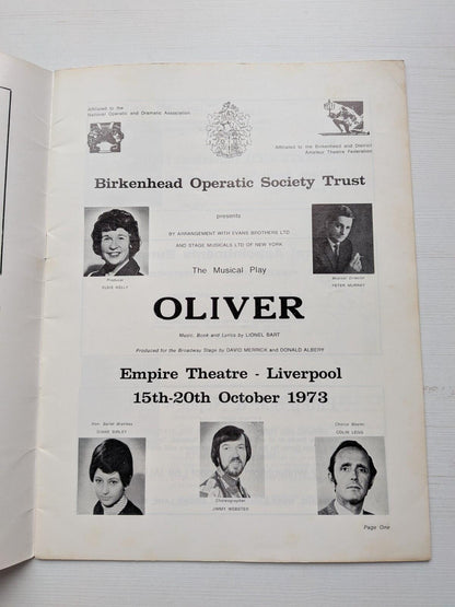 Oliver Musical Programme - Birkenhead Operatic Society Trust 1973