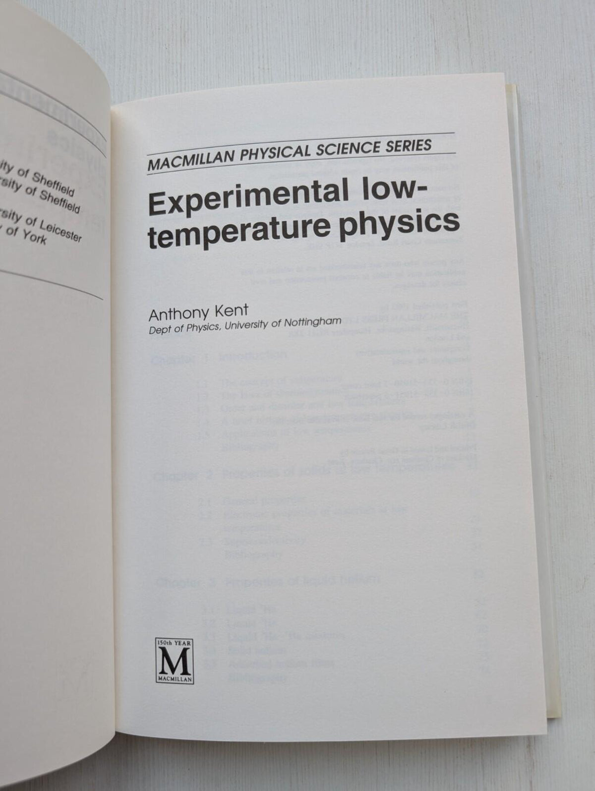 Experimental Low-Temperature Physics by Anthony Kent - 1993, Macmillan Press Ltd