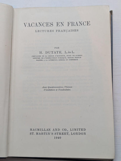 Vacances En France by H. Dutate - 1940 - Macmillan & Co Ltd