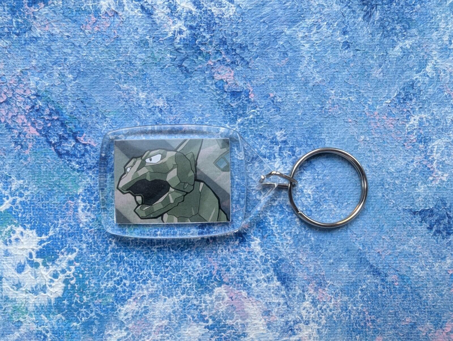 Hand-Crafted Onix Keyring - Made From Recycled Pokemon Card