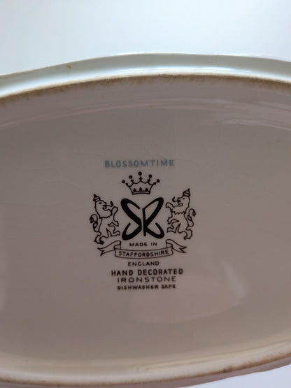 Vintage Kensington Staffordshire Ironstone Blossomtime Blue Gravy Boat/Creamer