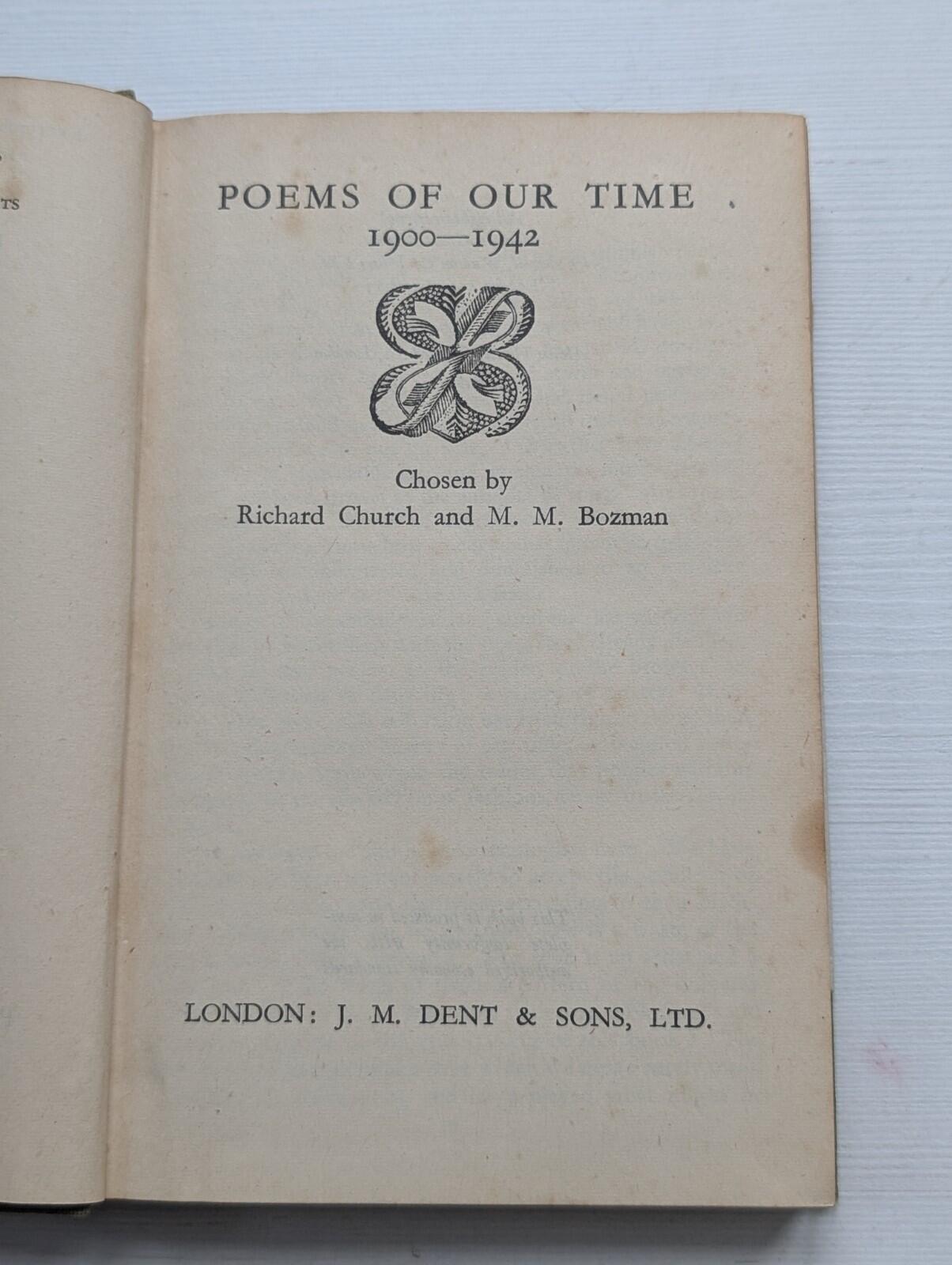 Poems Of Our Time 1900-1942 - Everyman's Library No. 981 - J.M. Dent & Sons Ltd