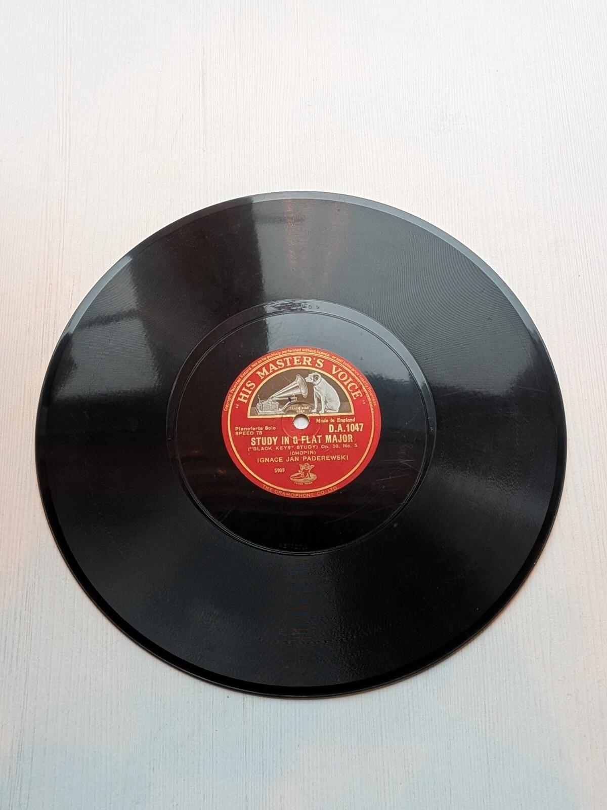 Ignace Jan Paderewski - Chopin's Study in C Minor Shellac Record - D.A. 1047