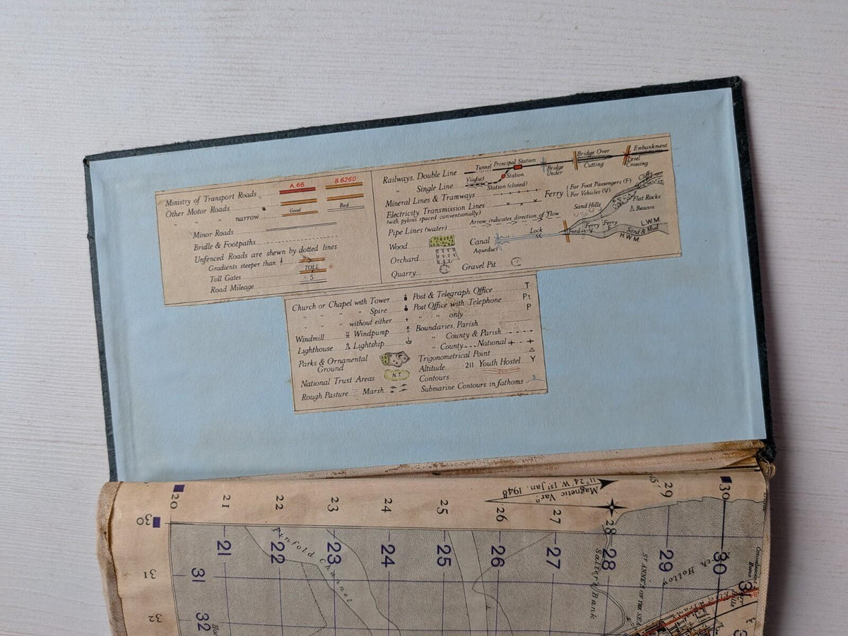 Vintage Fold-Out Lancashire Map on Canvas