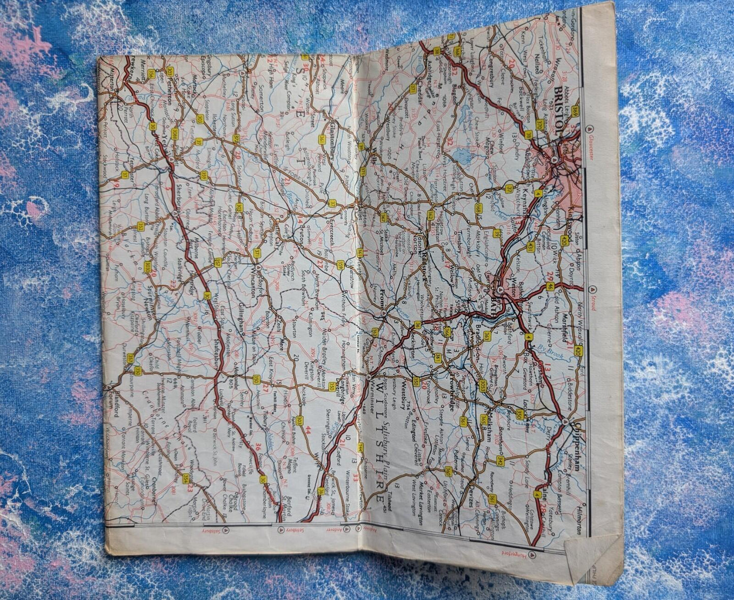 South West/South East England Road Map - Shell Touring Service Vintage Road Map