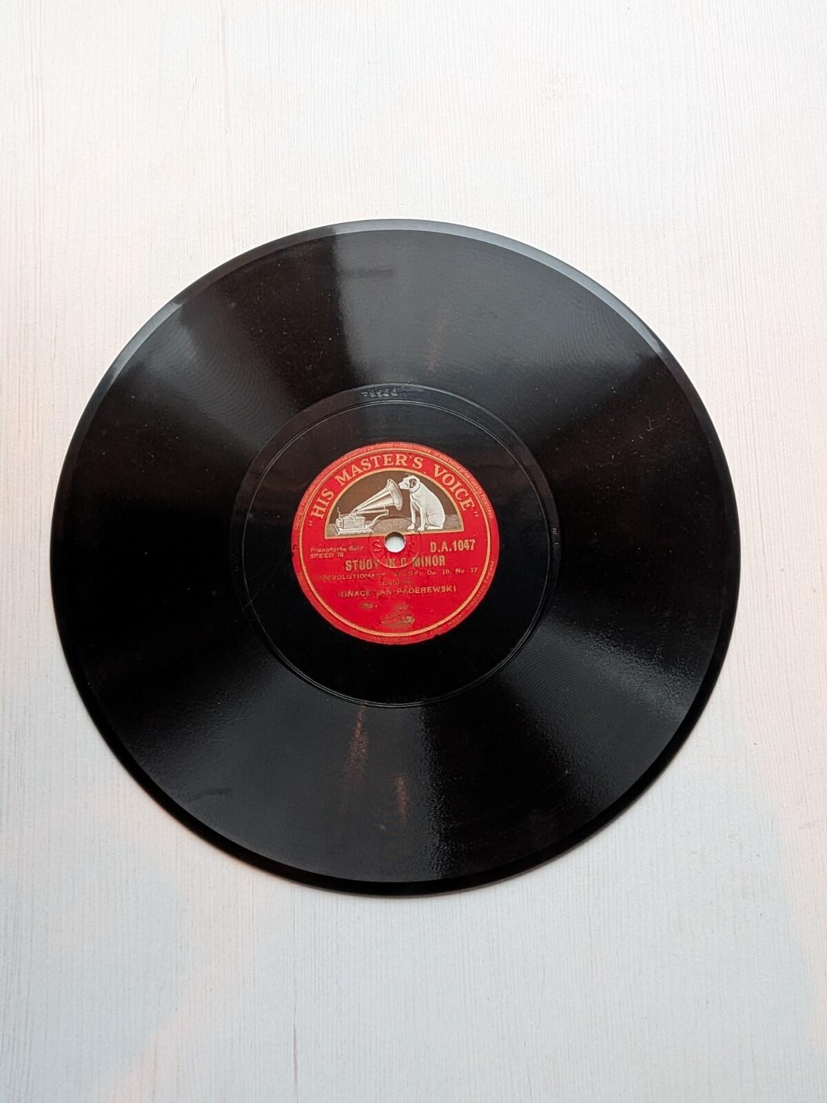 Ignace Jan Paderewski - Chopin's Study in C Minor Shellac Record - D.A. 1047