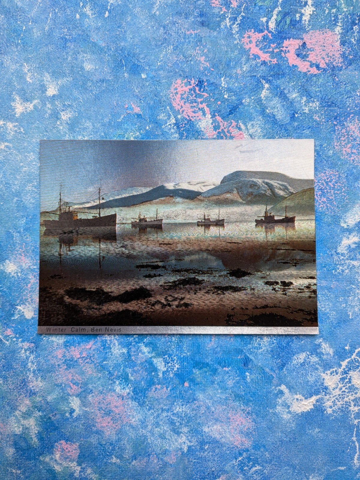 Vintage Scottish Holographic Postcard - Winter Calm, Ben Nevis - Melody 2560