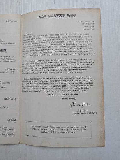 Fritz Lang Programme - National Film Theatre January-February 1962