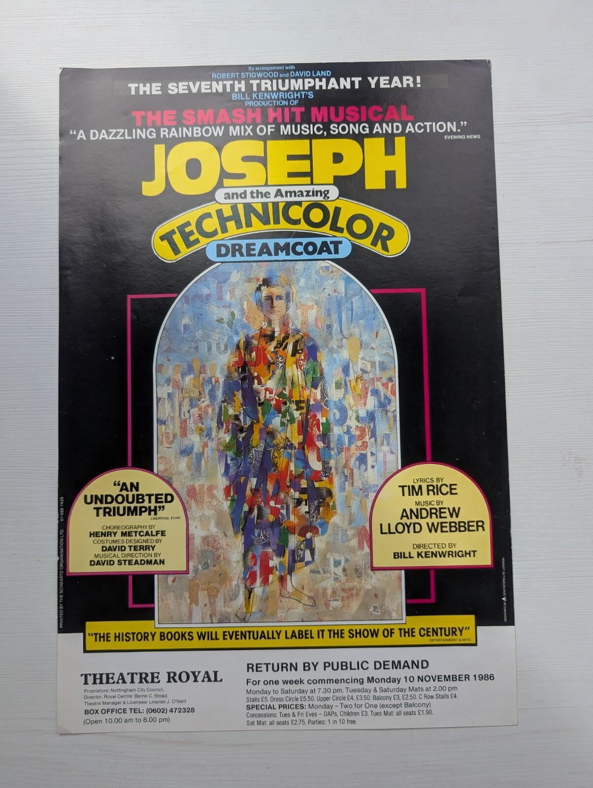 Joseph and the Amazing Technicolor Dreamcoat Poster - 1986 Theatre Royal Notts