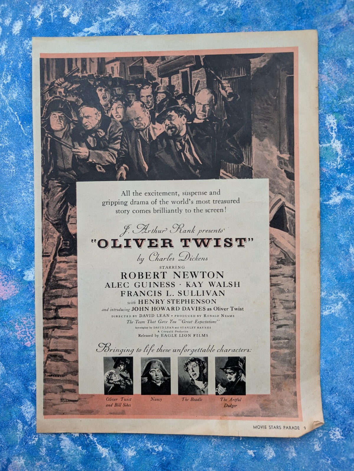 Oliver Twist 1948 Alec Guiness/Robert Newton/Kay Walsh Movie Advert, See Details
