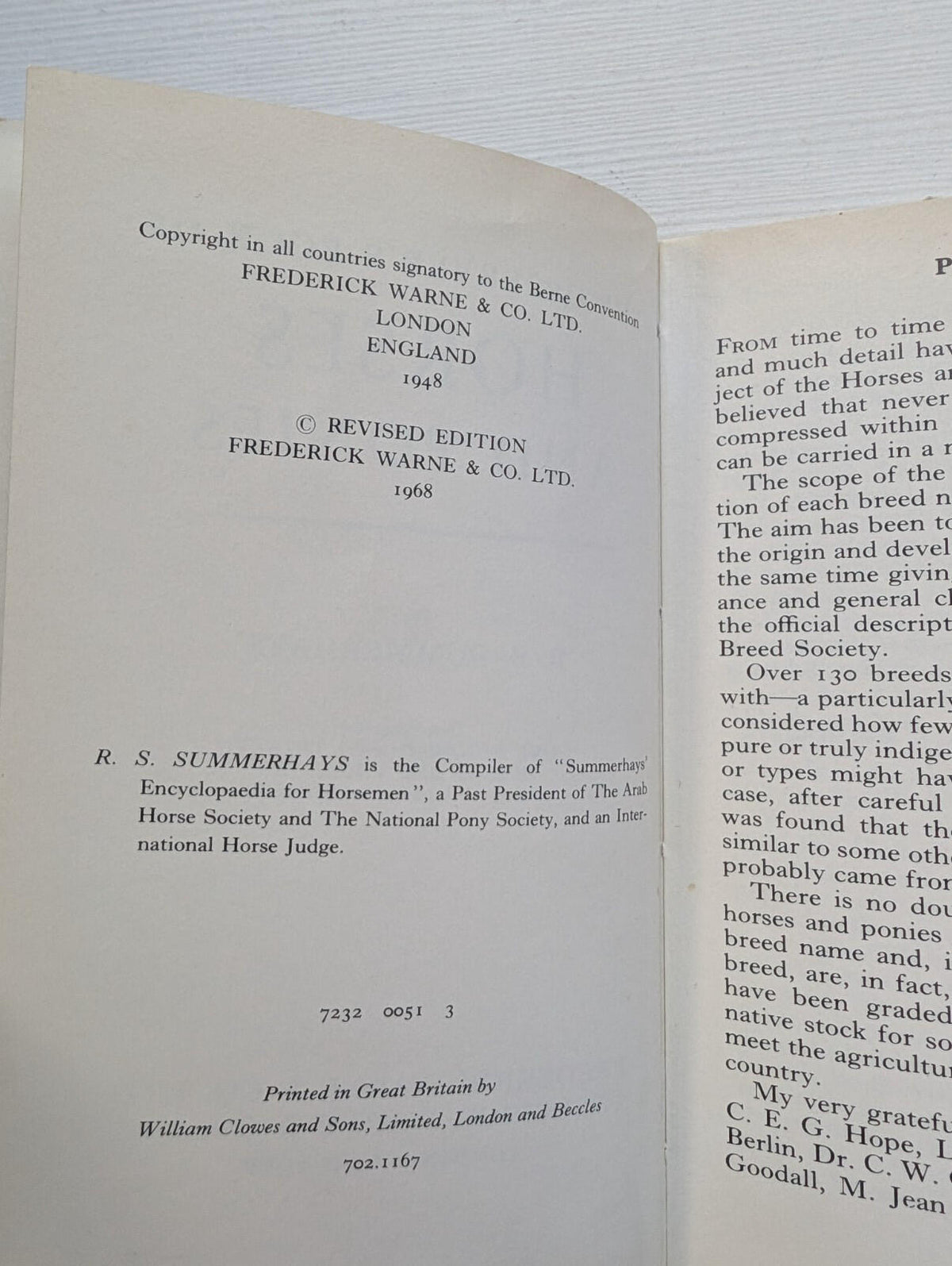The Observer's Book of Horses & Ponies by R.S. Summerhays - 1968