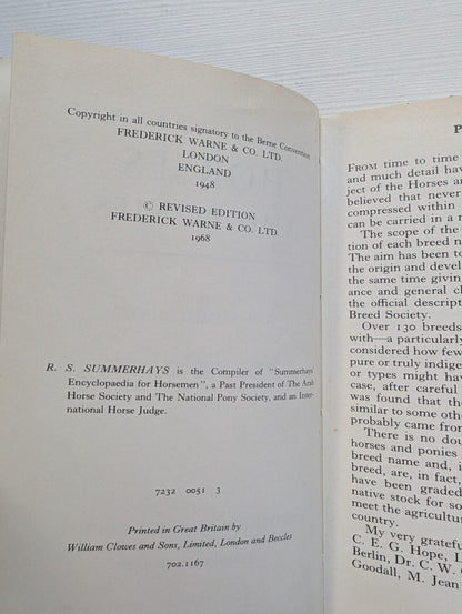 The Observer's Book of Horses & Ponies by R.S. Summerhays - 1968