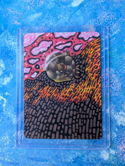 Hand-Painted Golem 36/62 Fossil Set Pokemon Card and Display Easel