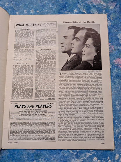 Plays and Players June 1957 - Elizabeth Sellars/Tim Seely Cover
