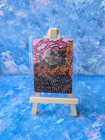 Hand-Painted Golem 36/62 Fossil Set Pokemon Card and Display Easel