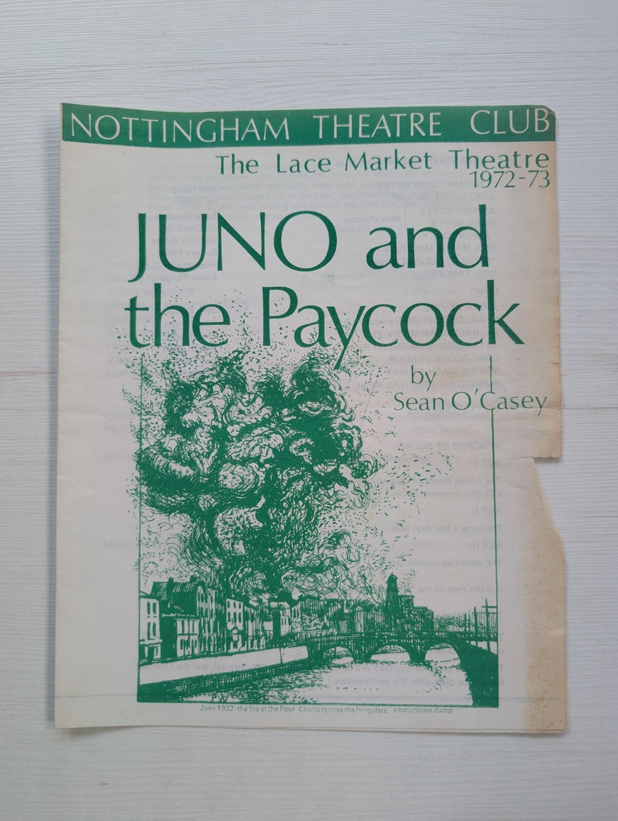 Juno and the Paycock Programme - Nottingham Theatre Club 1972-73
