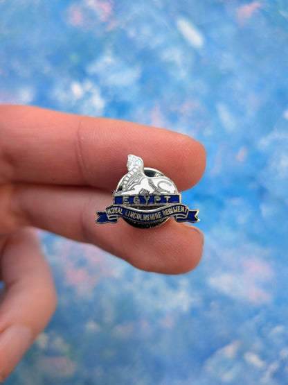 Vintage Royal Lincolnshire Regiment Egypt Lapel Metal Pin Badge