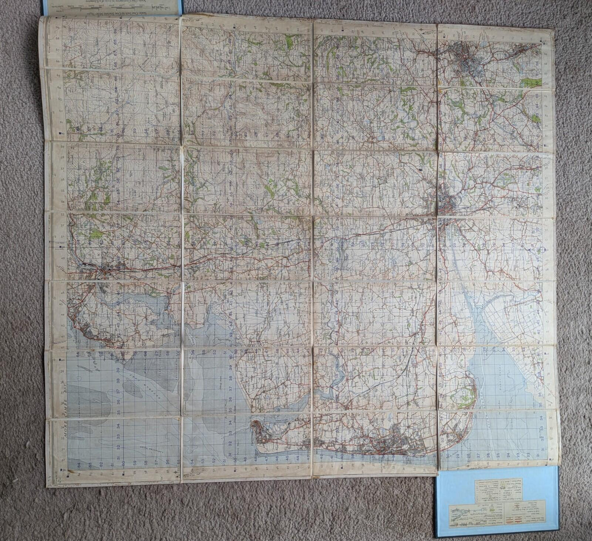 Vintage Fold-Out Lancashire Map on Canvas